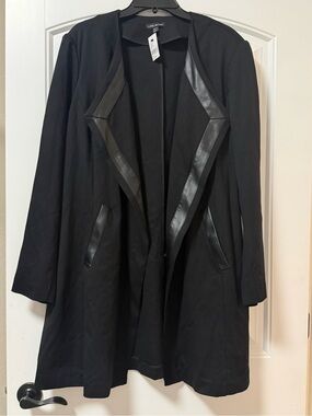 NWT Lane Bryant Faux Leather Trim Ponte Jacket